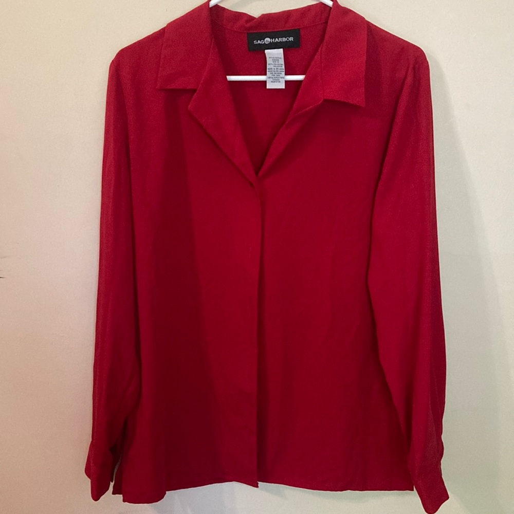 Red Sag Harbor blouse; size 14